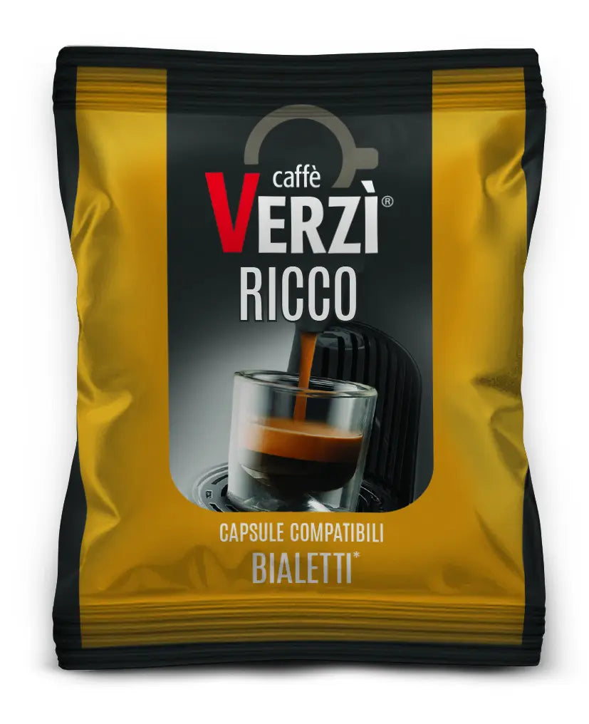 Capsule Bialetti Ricco Verzì – Caffè Corposo e Cremoso, 100 Capsule Compatibili