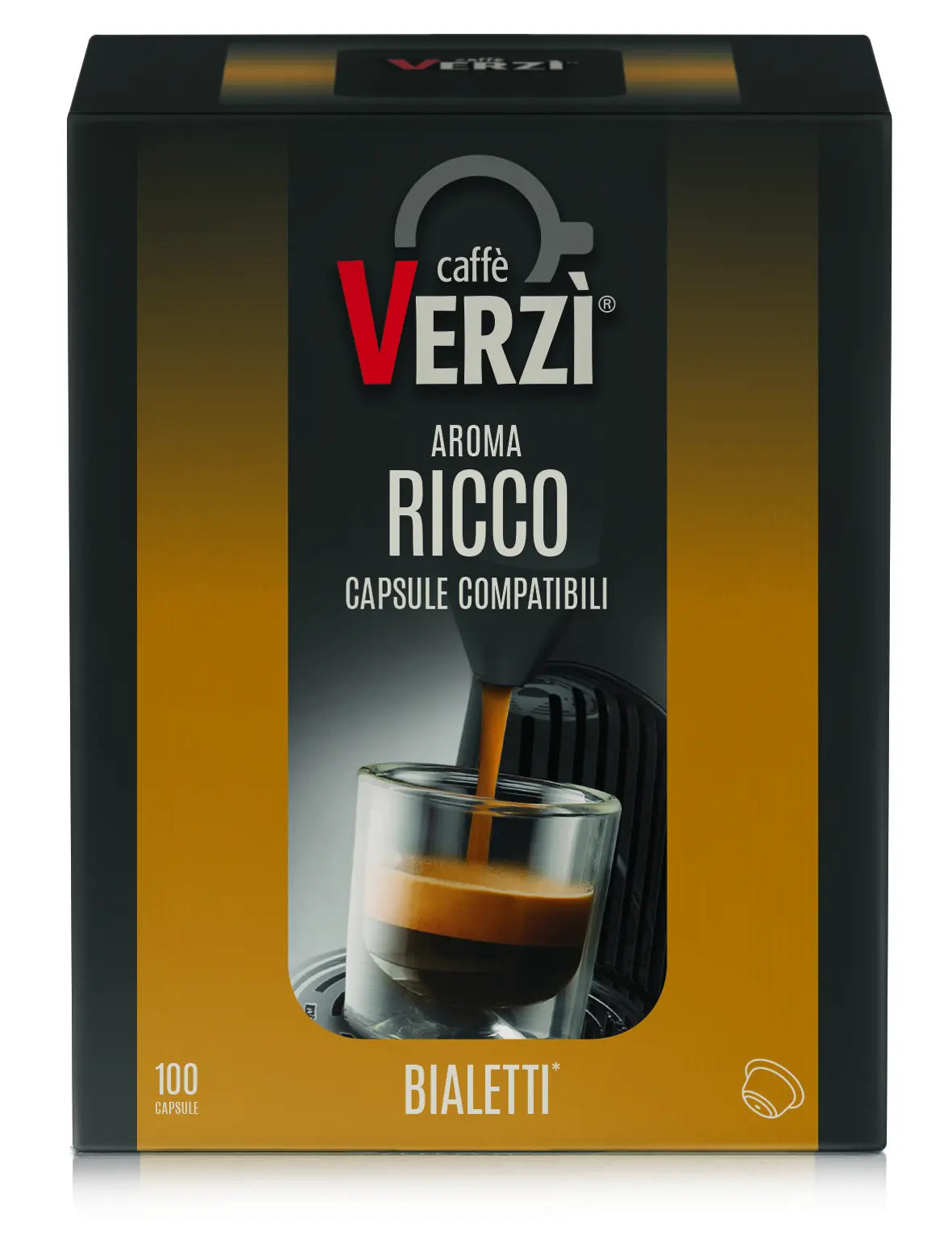 Capsule Bialetti Ricco Verzì – Caffè Corposo e Cremoso, 100 Capsule Compatibili