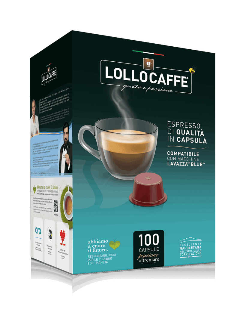 100 Capsule Lollo Caffè Compatibili Lavazza BLUE*/IN BLACK* PassioneOltremare  Miscela NERA