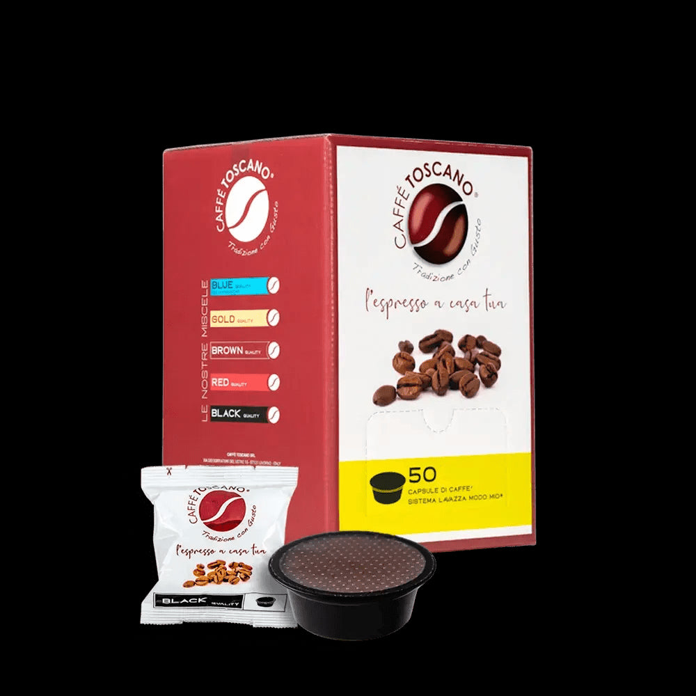 50 Capsule Caffè Toscano Miscela BLACK compatibili con macchine da caffè Lavazza®* A Modo Mio®* - 7000 Caffè 