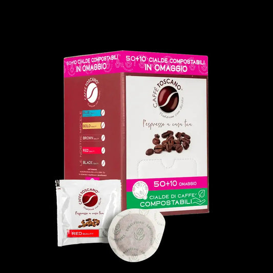 50+10 Omaggio Cialde Caffè Toscano Red – Miscela Intensa e Corposa - 7000 Caffè