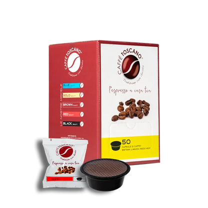 50 Capsule Caffè Toscano Miscela RED compatibili Lavazza®* A Modo Mio®* Caffè Toscano| 7000 Caffè Shop