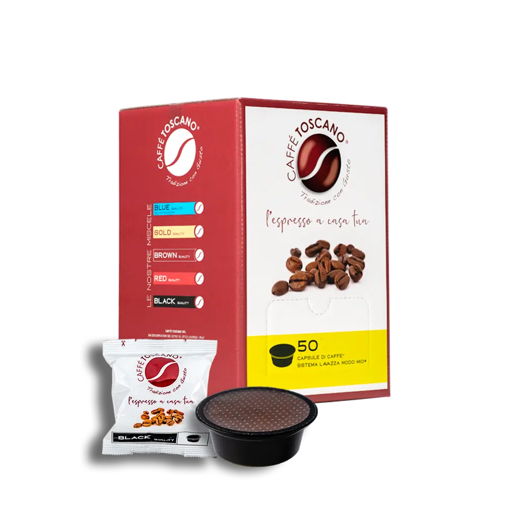 50 Capsule Caffè Toscano Miscela BLACK compatibili con macchine da caffè Lavazza®* A Modo Mio®* - 7000 Caffè
