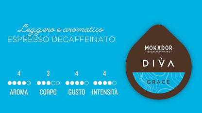 100 Capsule GRACE (decaffeinato) sistema Mokador DIVA - 7000 Caffè 