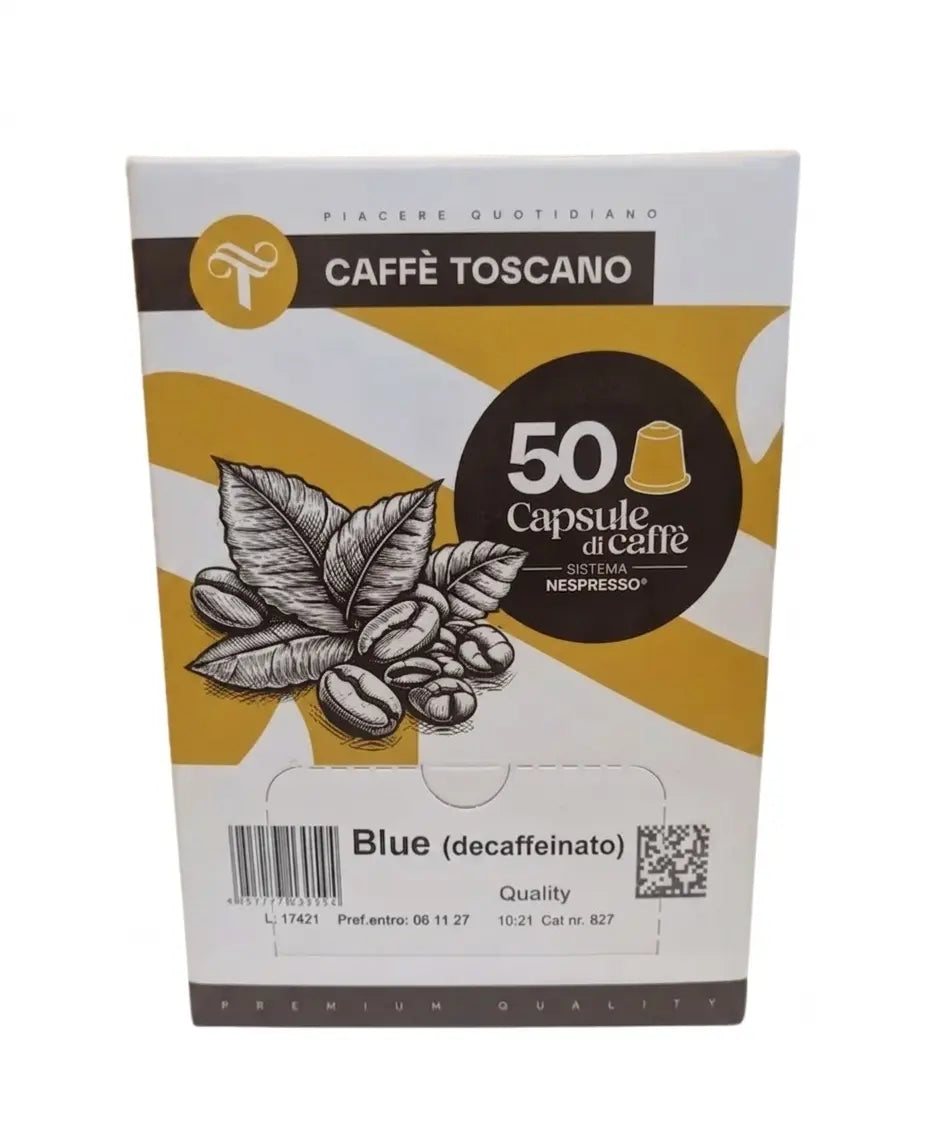 50 Capsule Caffè Toscano Miscela BLU (Decaffeinato) compatibili Nespresso